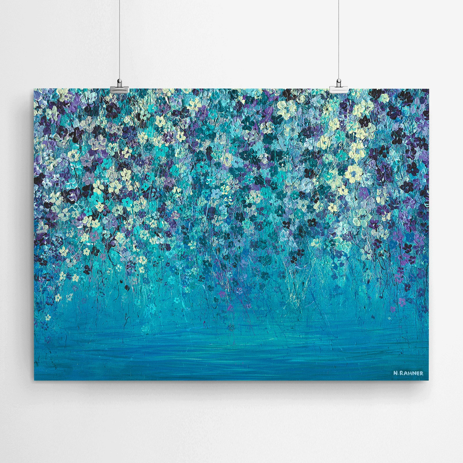 Cascading Blue Floral Painting